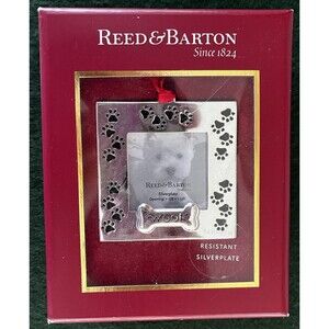 Reed & Barton Silver Plated Dog Photo Holder Christmas Ornament Dog Lover